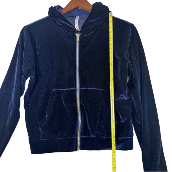 Fabletics Daria Navy Velour, Gold Zip Up, Hooded Jacket Women's XS - Picture 8 of 11